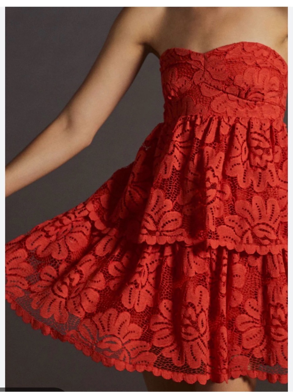 Anthropologie maeve strapless lace mini dress size small